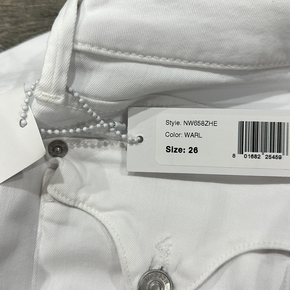 New Hudson Bacara Crop Straight Cuffed Ankle Jeans 26 White — image 6 of 6